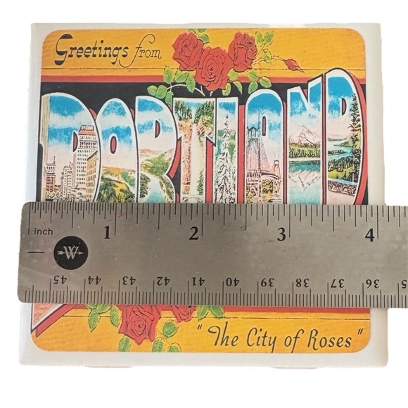 Portland Souvenir Ceramic Coaster “The City of Roses” Colorful Tile VTG Style - Picture 3 of 3